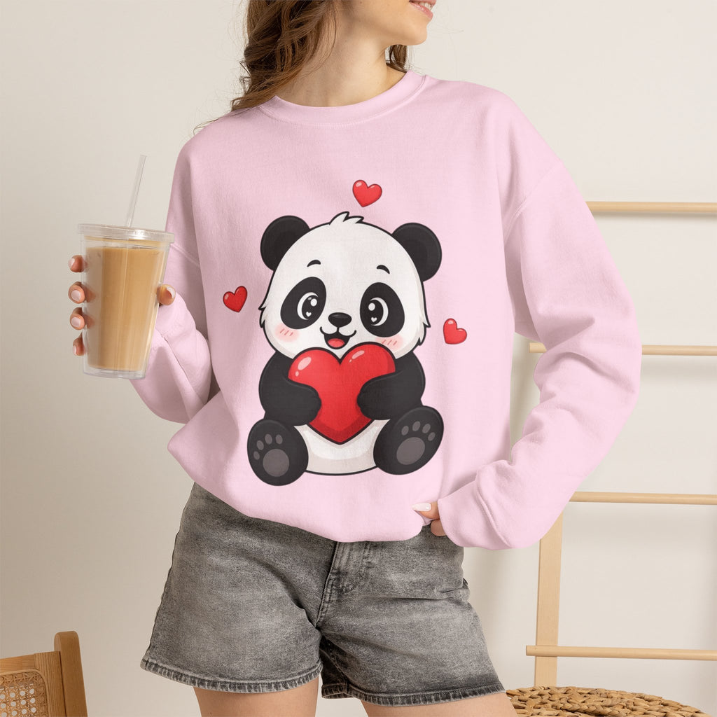 Panda Holding Heart Sweatshirt — Cute Valentine’s Day Cozy Crewneck