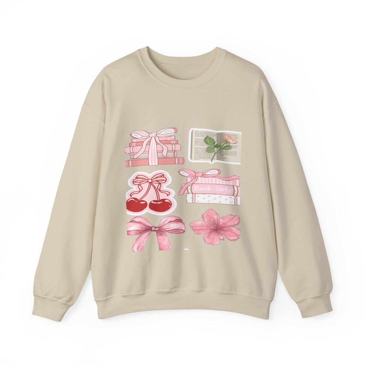 Pink Bow & Cherry Crewneck Sweatshirt – Cute Coquette Women’s Pullover