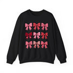 Pink Bow Pattern Crewneck Sweatshirt — Cute Ribbon Graphic Pullover