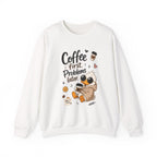Coffee First Crewneck Sweatshirt — Cozy Cute Duck "Coffee first. Problems later." Design