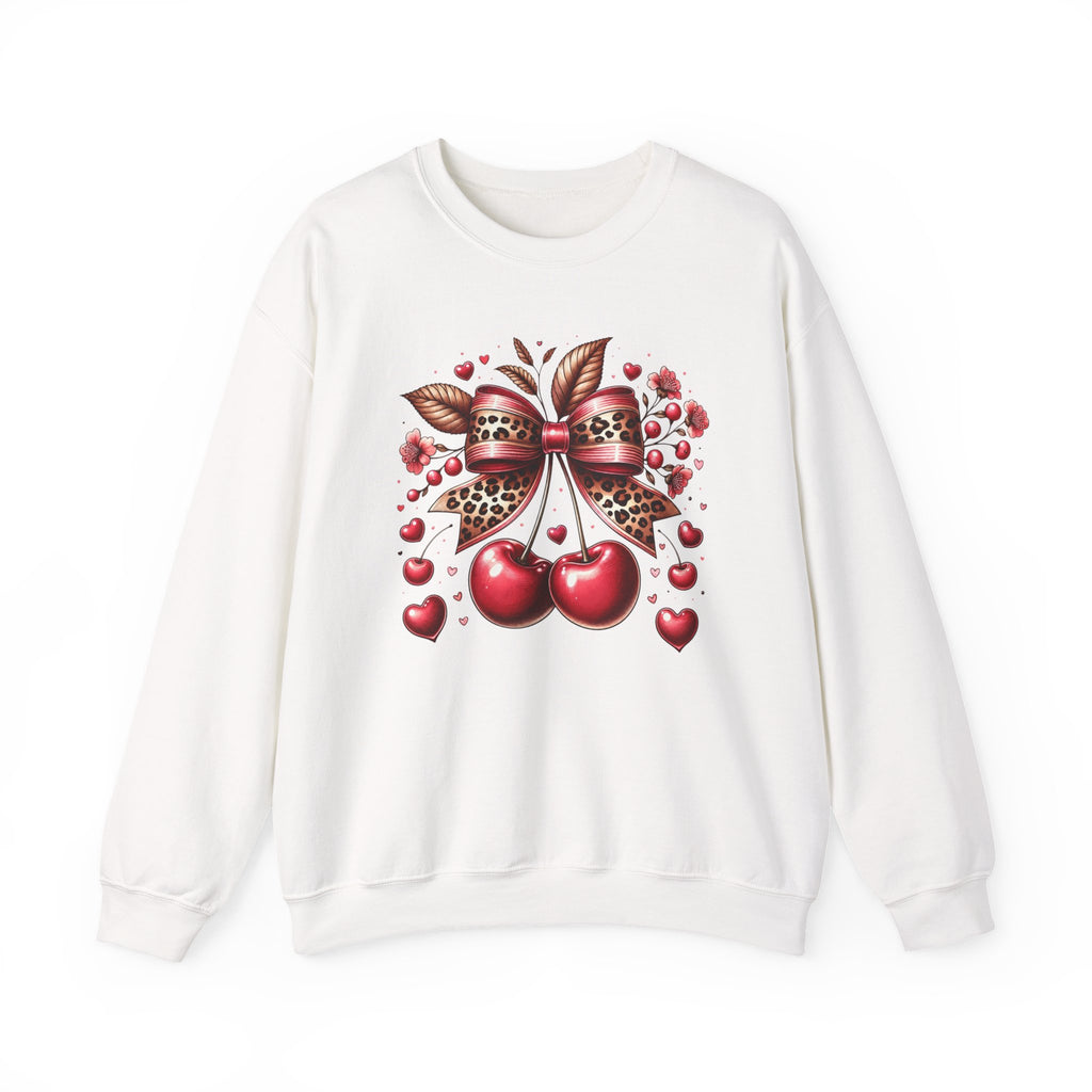 Cherry Heart Bow Sweatshirt – Cute Retro Cherry Graphic Crewneck