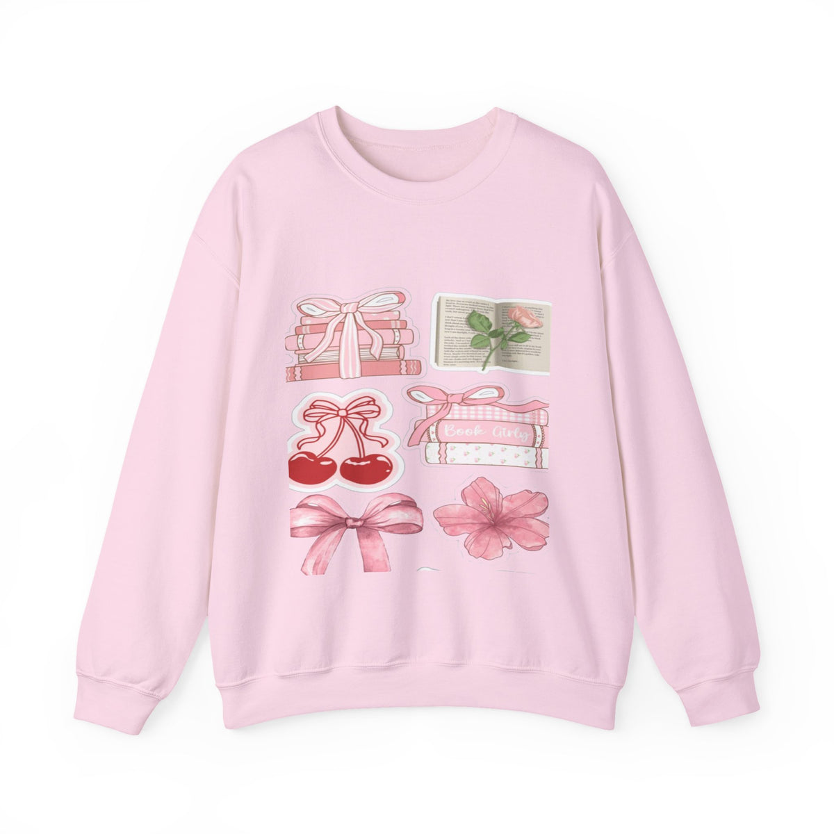 Pink Bow & Cherry Crewneck Sweatshirt – Cute Coquette Women’s Pullover
