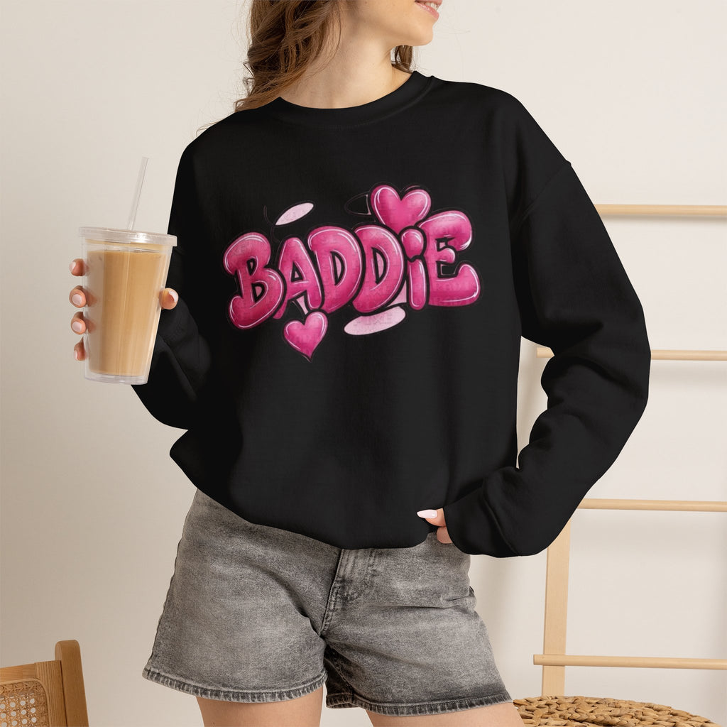 Baddie Pink Bubble Letter Crewneck Sweatshirt