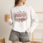 Mama Floral Sweatshirt — Pink Hearts & Bow Mother's Day Pullover