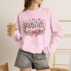 Mama Floral Sweatshirt — Pink Hearts & Bow Mother's Day Pullover