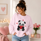 Panda Holding Heart Sweatshirt — Cute Valentine’s Day Cozy Crewneck