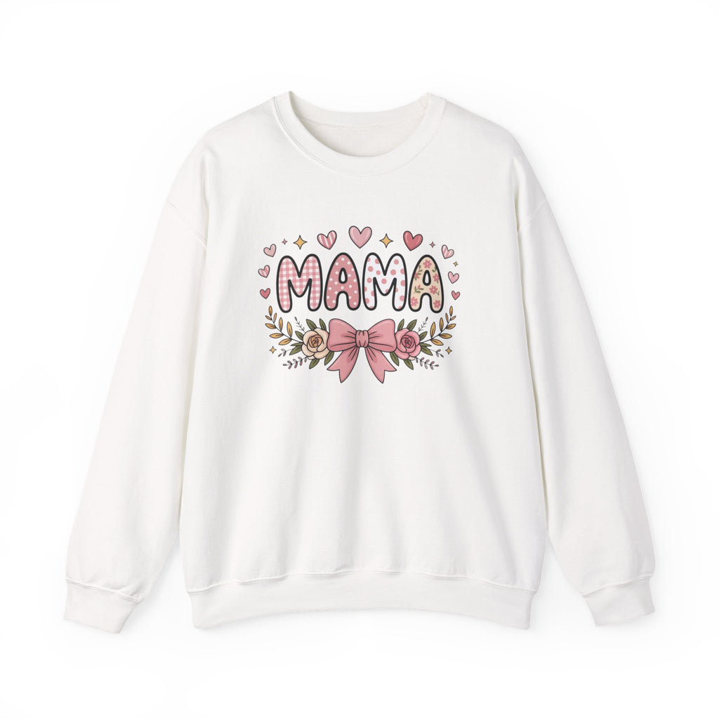 Mama Floral Sweatshirt — Pink Hearts & Bow Mother's Day Pullover