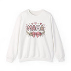 Mama Floral Sweatshirt — Pink Hearts & Bow Mother's Day Pullover