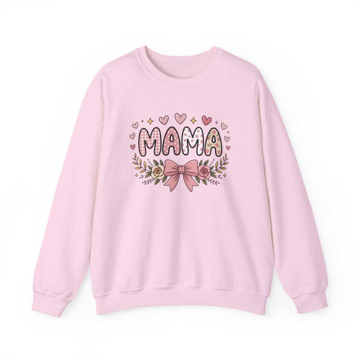 Mama Floral Sweatshirt — Pink Hearts & Bow Mother's Day Pullover