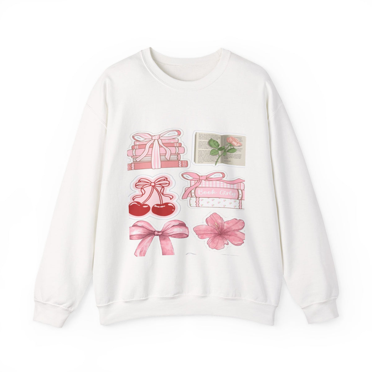 Pink Bow & Cherry Crewneck Sweatshirt – Cute Coquette Women’s Pullover